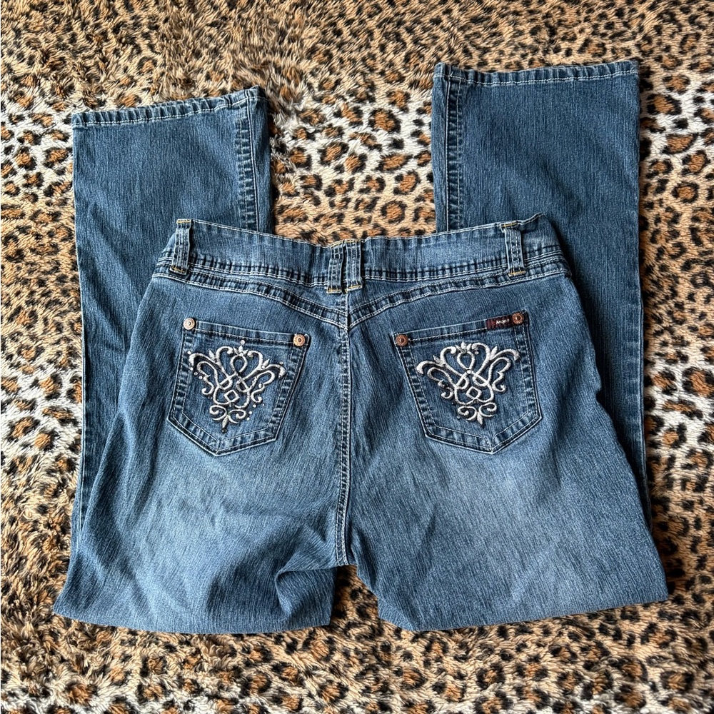 Angels Blue Boot Cut Jeans with Embroidery